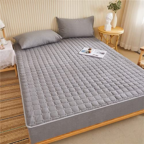 YUDEYU Tagesdecke Gewaschener Baumwollstoff Steppschicht Tragbar dauerhaft Spannbettlaken Matratzenschoner Topper Spannbetttücher Bettlaken (Farbe : D, Größe : 150x200cm/high 5-20cm)