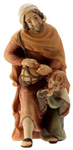 Musiker und Kind Holzfigur für Matteo-Krippe Grödnertal, 12 cm
