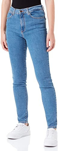 Wrangler Damenjeans, hohe Taille, schmale Passform, Mittelblau (That Way), 25W/32L