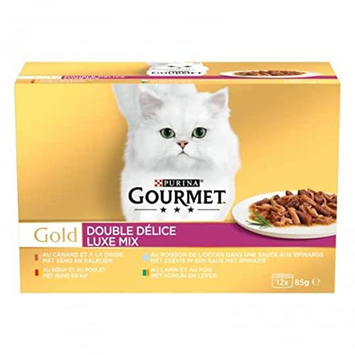 Gourmet Gold Pâtée Double Délice 4 variétés pour Chat - Les 12 sachets x 85g