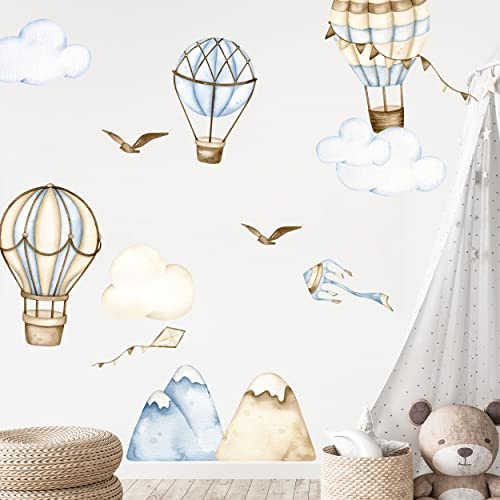 WANDKIND Heißluftballon Retro V334 Wandtattoo | handgezeichnet | AUFKLEBER Kindergarten | Wandsticker Kinderzimmer Deko Ballons Wandfolie (60 x 60 cm)