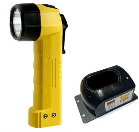 Acculux 449822 - HL 12 EX Akkuleuchte Set, EX-geschützte Handleuchte mit Power LED, mit Ladestation L30 für 12/24V