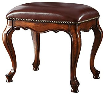 DRSM Klavierbänke aus Rindsleder, Schminkstuhl, Kissen, gepolsterte Klavierbänke, Wohnzimmer, Eingangsbereich, Massivholz-Fußbank, Schuhe, Hocker (braun)
