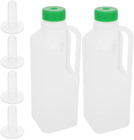 Cabilock 2 Stücke Lamm Milchflasche 850ml Kälber Aufzuchtflasche mit 4 Milch Trinken Nippel Feeder Ziegen Nursing Fütterung Flasche Stillflasche für Schafe Hunde Katzen Welpen Kleintiere