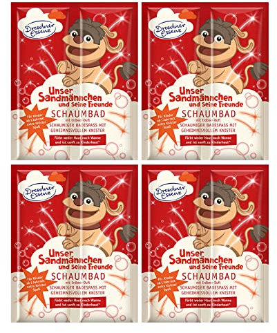 4er Pack Dresdner Essenz Pflegebad Sandmännchen Erdbeer-Duft 4 x 45 g Badezusatz vegan