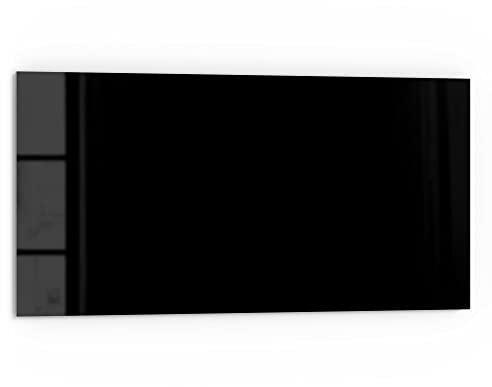 DEQORI Pannello posteriore per cucina, in vetro, tinta unita, nero, 80 x 40 cm, pannello posteriore per bagno o stufa, paraspruzzi per cucina e bagno, decorazione moderna per specchio piastrellato
