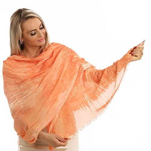 Weiches Orange-Shal Damen Kashmirweich für Geschmackvoll Looks,Elegante Anlässe l Modal | 185 x 85 cm l Stola l Winter Shal | Made in Italy | Herbst | Fashion |Pashmina-SALE-Schal Damen Sommer