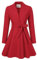 Allegra K Damen Winterjacke Lang Einreihig Vintage Trenchcoat Gürtel Mäntel Mit Schnürung Dunkelrot S