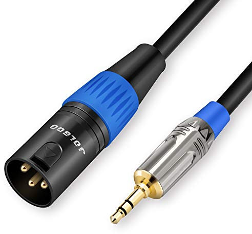 JOLGOO 3,5-mm-auf-XLR-Kabel, unsymmetrischer 1/8-Stereostecker auf XLR-Stecker-Mikrofonkabel, XLR-auf-3,5-mm-Kabel, kompatibel mit iPhone, iPod, Computer, Videokamera und mehr, 4,5 m