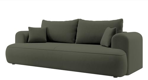 Selsey Sofa Schlafsofa Couch Mit Stauraum Schlaffunktion 3 Sitzer Pflegeleicht Polyurethanschaum Veloursoptik Olivgrün OVO