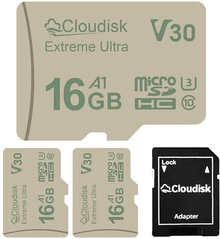 Cloudisk Micro SD Card Extreme Ultra V30 U3 C10 A1 MicroSD Memory Card TF Card (16GB, 3 Pack)