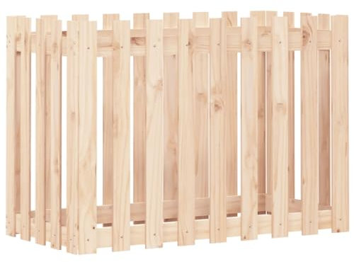 vidaXL Hochbeet, Pflanzkasten mit Lattenzaun-Design, Frühbeet Pflanzbeet für Garten Terrasse, Gemüsebeet Blumenkasten, 100x50x70 cm Massivholz Kiefer
