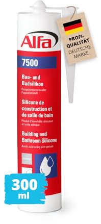 1x Alfa Sanitärsilikon Steingrau Bausilikon witterungs- und UV-beständiger Badsilikon Fugendichtstoff für Innen- und Außenbereich