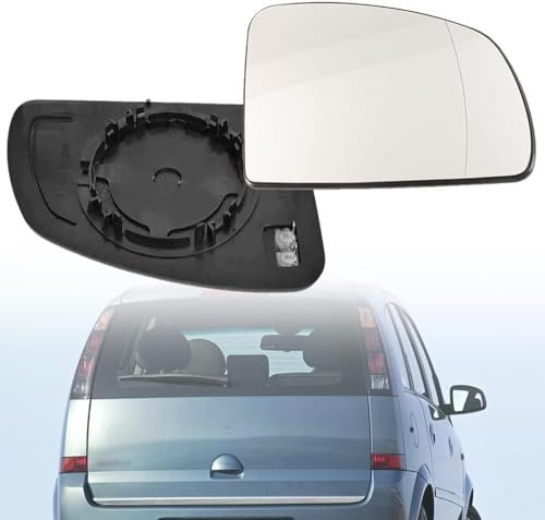 TOYOCC Cristal del Espejo Retrovisor para Opel Meriva A 2003-2008 2009 2010, Calefactado Exterior Retrovisor Espejo Cristal con Placa Trasera Reemplazar Accessories,Right