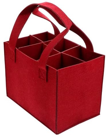 GWAWG Sac à bouteille portable avec séparateur, réutilisable et épais pour 6 bouteilles, sac de bière en feutre avec poignée pour voyage, pique-nique, camping, barbecue, fête