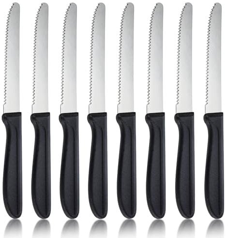 hunnycook Round Head Steak Knife Set of 8, 8.74 inch Serrated Steak Knives, Premium Stainless Steel Steak Knife Set, Dishwasher Safe