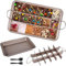 Brownie Backform mit Trennwänden, antihaftbeschichteter Abnehmbarer Boden,18 Trennwänden Schokoladen Brownies Ausstecher,Backen,Brot(Orange)