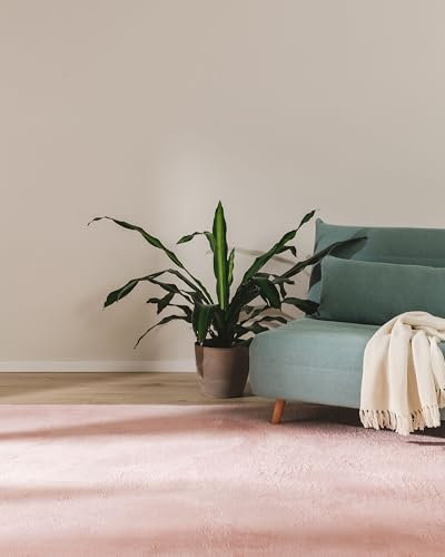benuta Basic Kunstfaser Fellteppich Furry - Rosa 160x230 cm - Weicher Wohnzimmerteppich - Anti-Rutsch-Rückseite - Waschbar - Für Fußbodenheizung geeignet