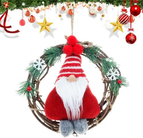 Weihnachtskranz für Haustür, Fensterkranz, Dekorationen mit Zwergen, Weihnachtskränze, Dekorationen für Tür und Fenster, Kamin