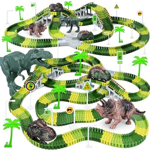 Race Track Car Toy, 252 Pcs Create A World Road Race Tracks, with 2pcs Car,Flexible Track Playset, Birthday Party Gift for 3 4 5 6 Boys Girls Year Old