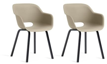 Keter Noa Gartenstühle - 2er Set mit Metallrahmen (Taupe)