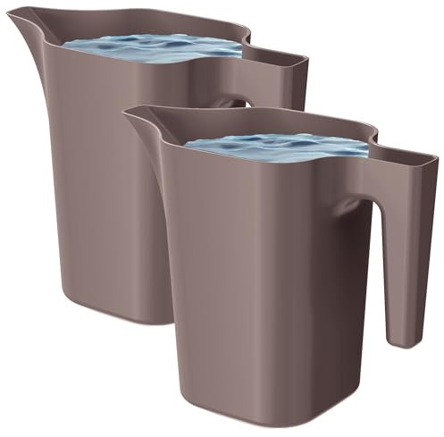 PECZEKO Gießkanne 1,8 Liter für Haus & Garten - aus robustem Kunststoff - giesskanne zur einfachen Bewässerung von Blumen, Pflanzen und zimmerpflanzen 2er-Set (2 Pack) Schokolade
