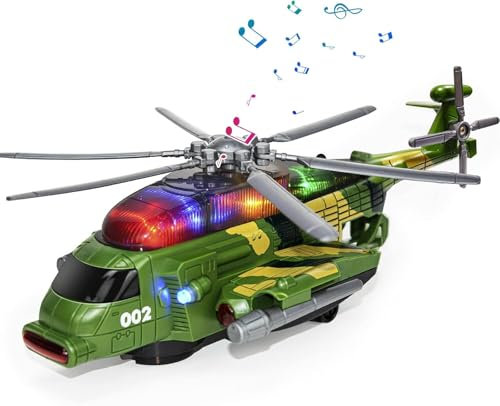 YongnKids Helicopter Toys- Airplane Toys for Toddlers Boys 1-3 4-7 Birthday Gifts, Helicopter with Musical and Lights for 2 3 4 5 6 Year Old Boys Girls, Helicopter Military Toys