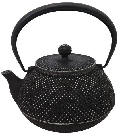 Iwachu Arare Gusseisen Teekanne - Schwarz-Silber 1.2L