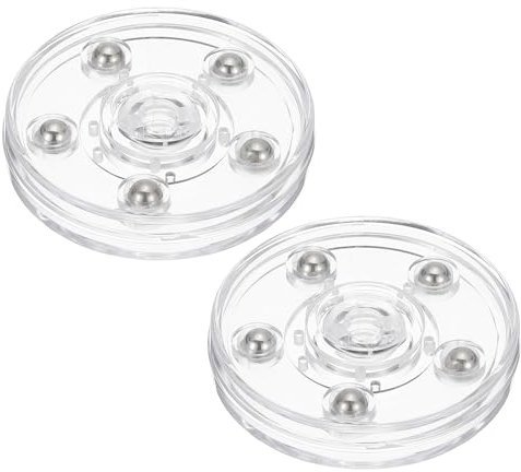 PATIKIL 2.5 Inch Heavy Rotating Swivel Stand, 2Pcs 360˚ Rotation Lazy Susan Turntable with Steel Ball Bearings for Model Base Rotating Plants TV Computers Monitors, Clear