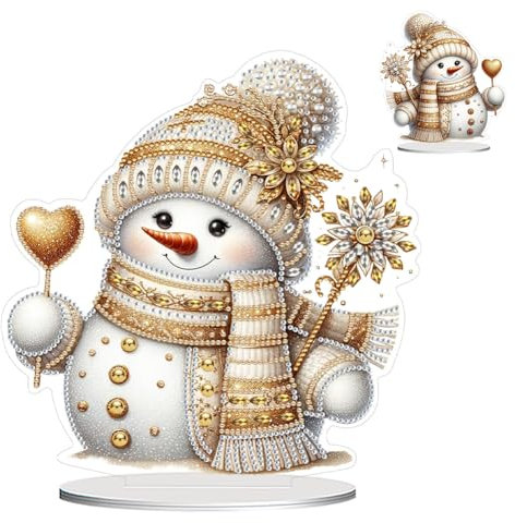 Generisch DIY Diamond Painting Weihnachten Tisch Deko, 5D Schneemann Diamant Painting Tischdeko, Diamant Malerei Stehend Kunst Set für Anfänger Hausgeschenk Deko Geschenke