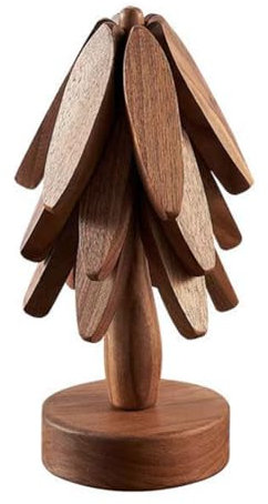 Sileduove Wooden Tree Shaped Coasters Set, Tree Shape, Anti-scalding Mat, Wooden Table Mat, Anti-scalding Insulation Underlay, 22.5 x 10 cm (W)