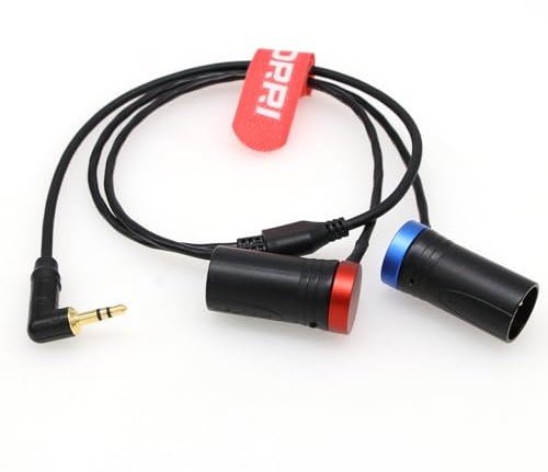 DRRI Câble audio jack stéréo 3,5 mm vers double profil bas XLR3 mâle pour Rode Wireless GO II, appareils audio, Tascam et Zoom