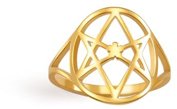 Amaxer Unicursal Hexagramm Symbol Ring für Frauen Edelstahl Sechszackiger Stern Symbol der Magie Finger Ring zierlicher Schmuck, Edelstahl, Kein Edelstein