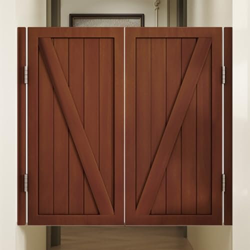 Portes de café modernes marron de 79,8 cm de haut, double porte battante pour douche, cuisine, magasin, entrée, portes tournantes pour escaliers, cloison, pub