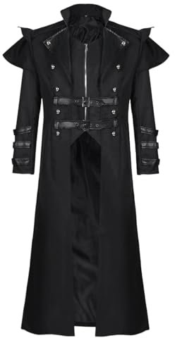 Coupe-vent pour homme, automne, hiver, col bateau, festival, Halloween, médiéval, gothique, cosplay, trench pour homme, 2024, R-284 Noir Halloween, 3XL