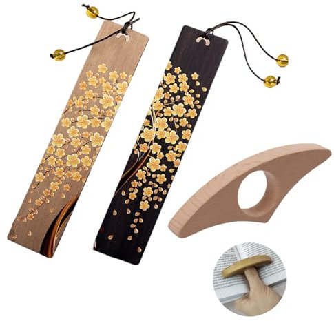 VARKAGE 2 Stück Lesezeichen Holz, Book Accessories mit Buchseitenhalter, Lesezeichen Vintage für Ieseratten, Buchliebhaber, Männer, Lehrer und Schüler