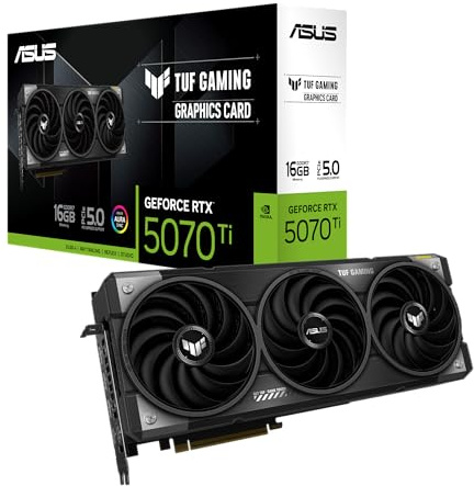 ASUS TUF Gaming GeForce RTX ™ 5070 Ti Carte graphique de jeu GDDR7 16 Go (PCIe® 5.0, HDMI®/DP 2.1, fente 3.125, composants de qualité militaire, revêtement PCB protecteur, ventilateurs axial-tech)