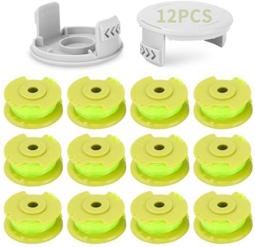 Zaxiva 14 Stück Aktualisiertes Modell Ersatz Rasentrimmer Spule Funktioniert Mit Ryobi One+,Ryobi AC80RL3/AC14HCA Rasentrimmerspule,Trimmer Fadenspule,Ø2mm 3.4m LäNge Fadenspule(12 Spulen + 2 Kappen)