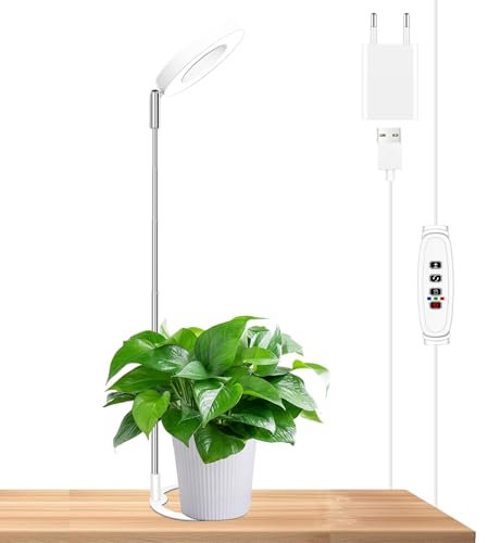 RIGIDON Lampada per Piante Coltivazione Indoor Con base, 48 Leds Grow Light da Interno, Timer 3/9/12H, 10 Livelli di Luminosità, 3 Modalità di Luce, per Serra Idroponica da Casa, Regolabile 17-63 cm