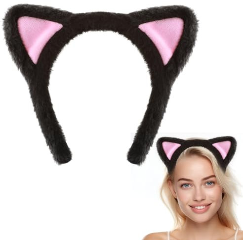 Mabor Katze Ears Haarband Damen Haarreif Katzenohren Kinder Cute Haarreifen Mädchen Plüsch Stirnband für Kinder Kostümparty Dekoration Kosmetik Party