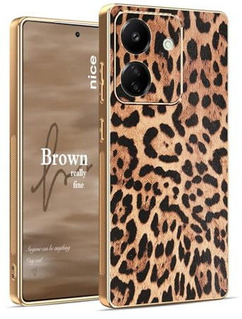 YUEQIAN Hülle für Xiaomi Redmi 13C 4G / Poco C65 Schutzhülle, Klassische Leopard Gepard Muster Prämie Kunstleder Handyhülle, Mädchen Weiche TPU Silikon Stoßfest Schutzhülle. Leopard