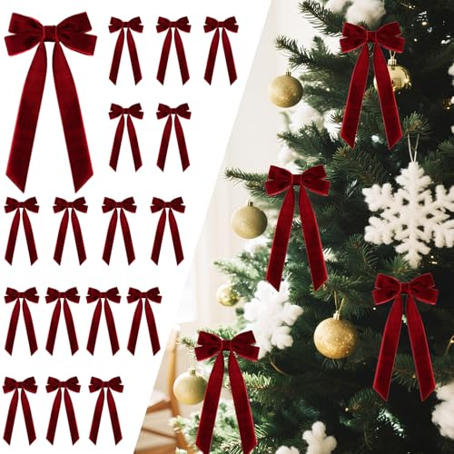 Velvet Bows for Christmas Tree, Christmas Bows for Gift Wrapping