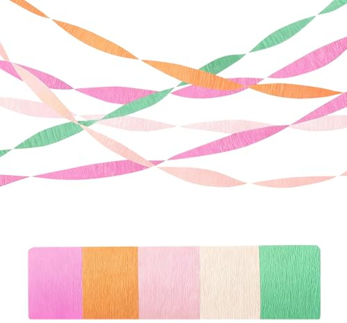 5 Rollen Krepppapier-Luftschlangen, Bunt, Grün Gold | Kreppband, Hintergrund Dekoration, Für Osterdekorationen, Hochzeit Gartenparty Brautparty Babyparty