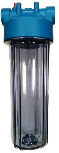 10 Water Filter Housing, 3/4 BSP Brass Ports with PRV, Standard size (Clear Bowl)