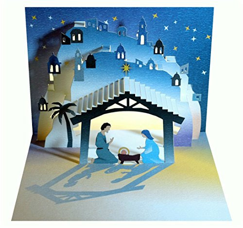 WE Pop Up 3D Karte Weihnachten Grußkarte Weihnachtskrippe Jesus 16x11cm