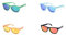Ciffre 4 er Set Sonnenbrille EL-Sunprotect® Polarisierte Linsen Retro Vintage Style Nerd Look Stil Unisex Brille - Türkis Blau Verspiegelt - Orange Feuer - Grün - Schwarz