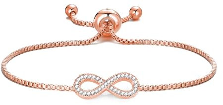Philip Jones Rose Gold Plated Infinity Friendship Bracelet Created with Zircondia® Crystals