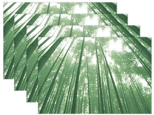 LIANCHENYI Green Bamboo Forest Sunshine resistente al calore tovagliette, poliestere sottopiatto tovaglietta per cucina sala da pranzo 1 pezzi