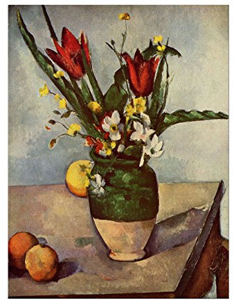 Kunstdruck Poster - Paul Cézanne Stillleben mit Tulpen und Äpfel 20x30 cm ca. A4 - Alte Meister Bild ohne Rahmen
