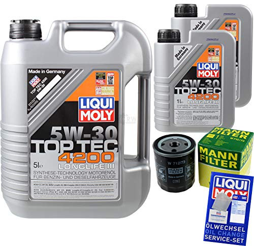 Filter Set Inspektionspaket 7 Liter Liqui Moly Motoröl Top Tec 4200 5W-30 MANN-FILTER Ölfilter